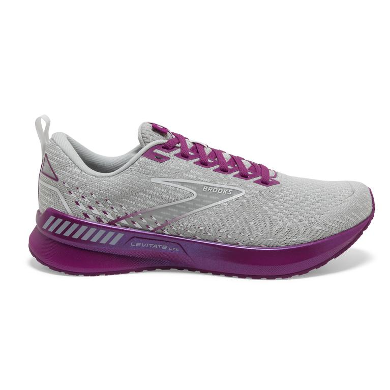 Brooks Women's Levitate GTS 5 Springy Road Running Shoes - Grey/Lavender Purple/Baton Rouge (EYLJ620